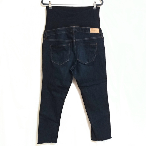 SOLD! H&M Skinny High Rib Mama Full Panel Raw Hem Dark Wash Denim Jeans 14 - Picture 7 of 16